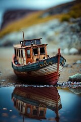 Miniature Boat. generative AI