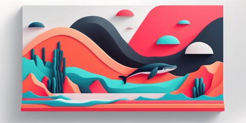 Obraz premium marine animals papercraft