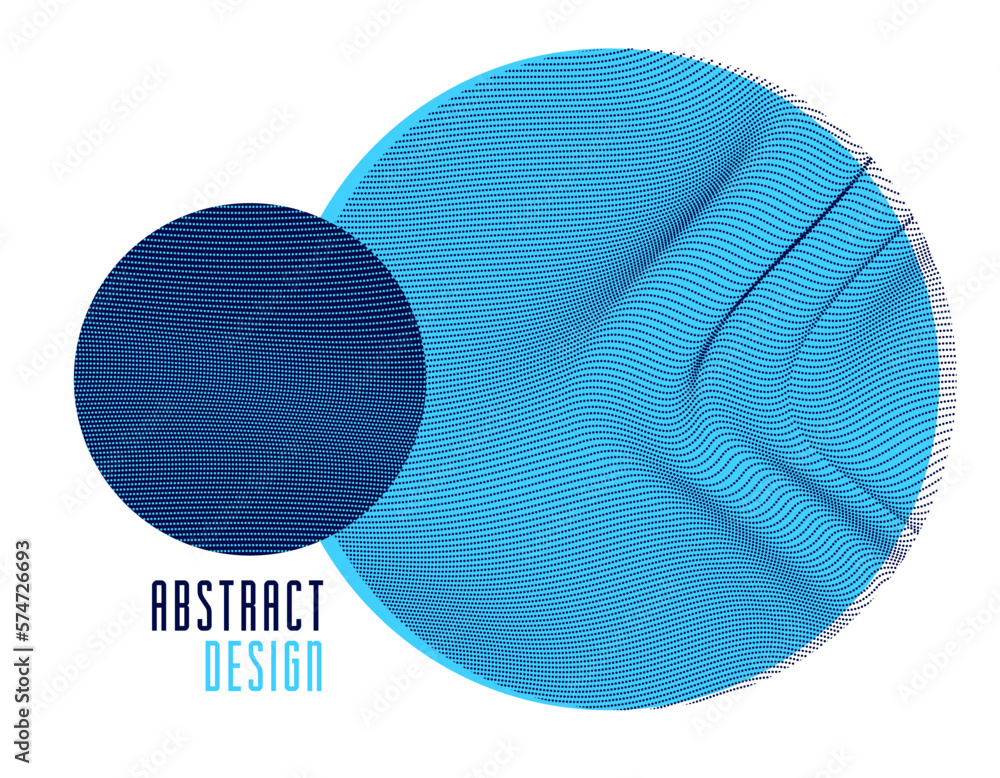Poster trendy circles vector abstract composition, artistic background with dotted particles flow textures,