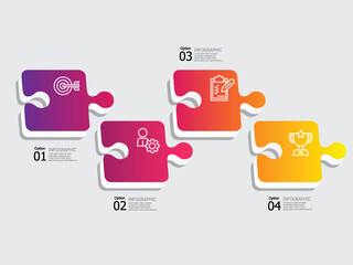 jigsaw puzzle horizontal steps timeline infographic