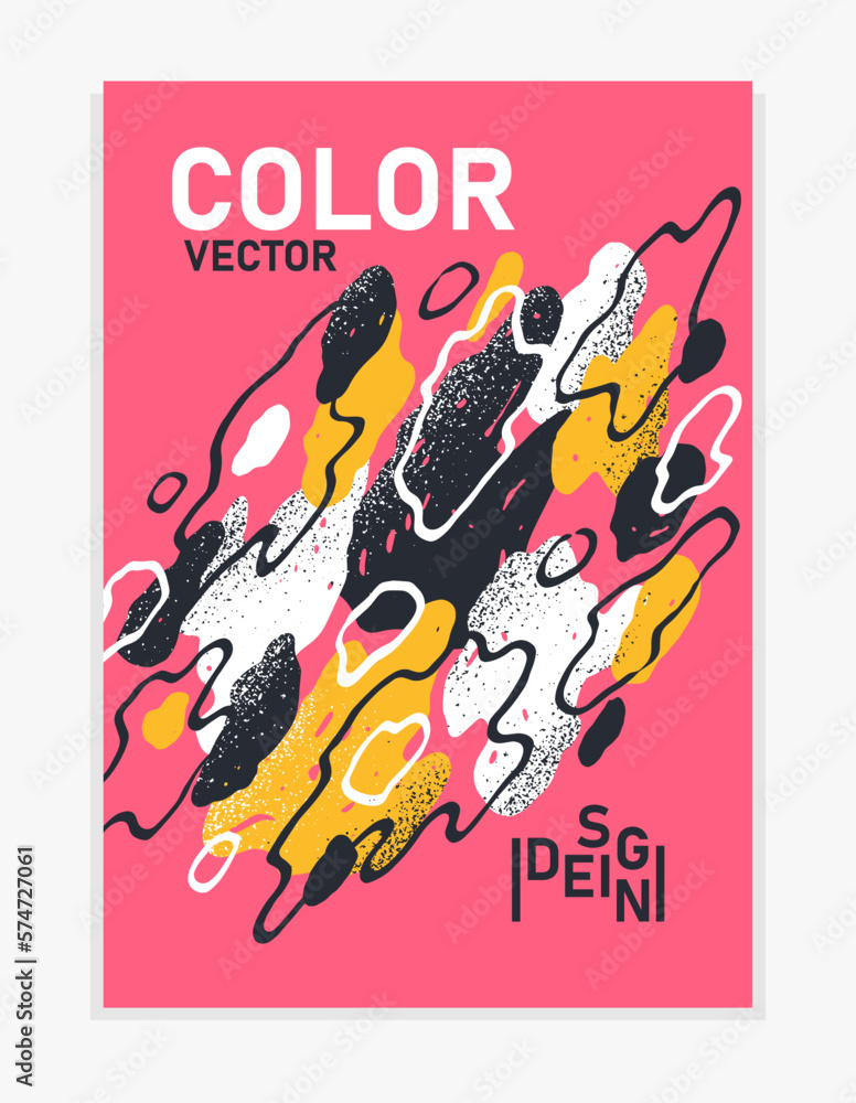 Poster artistic brochure vector abstract design with hand drawn elements, stylish colorful art abstraction 