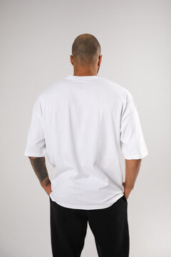African american man in white t-shirt.. Mock-up.