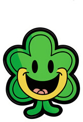 Fototapeta premium Cartoon Shamrock Character Sticker for St. Patrick's Day