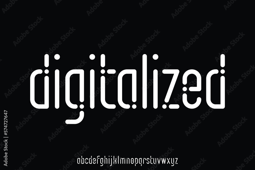 Wall mural rounded pixel dot display font vector