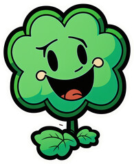 Obraz premium Cartoon Shamrock Character Sticker for St. Patrick's Day