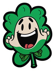 Fototapeta premium Cartoon Shamrock Character Sticker for St. Patrick's Day
