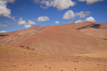 The red color of the landscapes of the Puna, Argentina