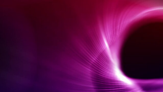 Slow motion pink strands curved at the edge with a black half circle