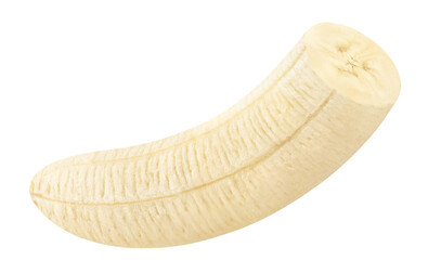 Delicious peeled banana cut out