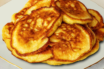 A stack of pancakes from yeast dough
