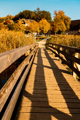 Beautiful alpine summer view on a wooden bridge at the famous Hoeglwoerther See lake, Hoeglwoerth, Berchtesgadener Land, Bavaria, Germany