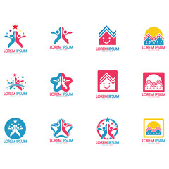 kindergarten logo design simple vector template icon illustration,for education,playgroup,children's learning home,children's school with a modern concept