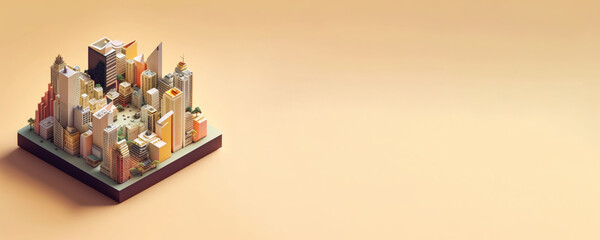 Naklejka na ściany i meble Square-shaped miniature of Hong Kong featuring a collection of best known buildings, landmarks and streets, Isometric Metropolis city isolated on a plain background, urban concept, generative ai