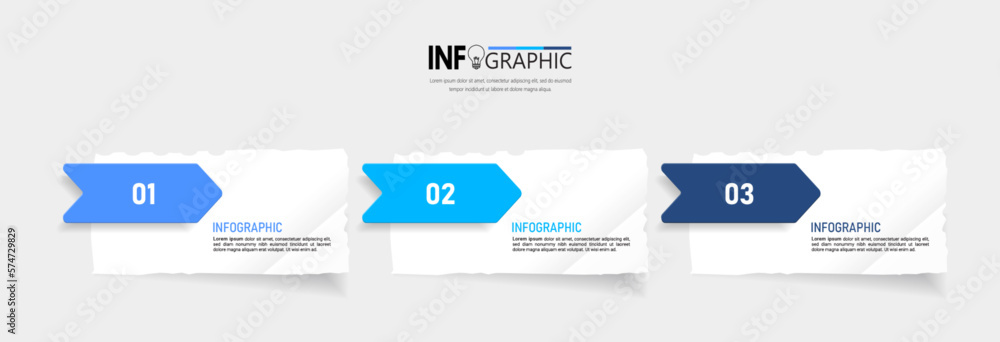 Aufkleber 3 steps presentation business infographic template vector.