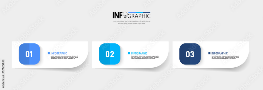 Poster 3 steps presentation business infographic template vector.