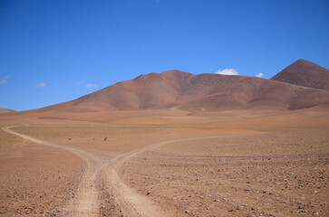 The red color of the landscapes of the Puna, Argentina