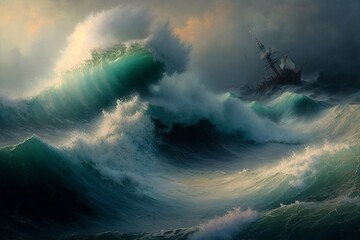 Storm in the ocean, generative AI