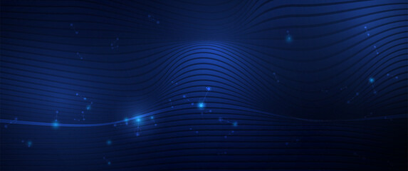 Vector molecule, Network Connected lines with dots, technology on blue background. Abstract internet network connection design for web site. Digital data, communication, science and futuristic concept