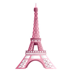 Fototapeta na wymiar Pink Eiffel Tower Watercolor Clipart PNG
