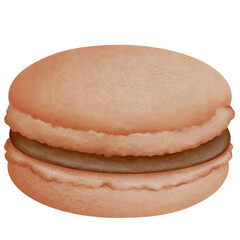 Macaron Mocha Love Bakery Cute Romantic Watercolor Clipart PNG. Paris In Love collection with lovely mocha macaron pastry for romantic design element, love art, wedding watercolor illustration.