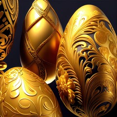 Obraz premium background with easter golden eggs. generative ai