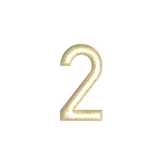 2 two number gold isolated. Gold yellow metallic numbers. Foil symbol. vector illustration