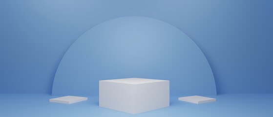 3d podium set in 3 positions.  3d illustration. 3d composition