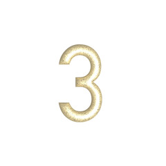 3 three number gold isolated. Gold yellow metallic numbers. Foil symbol. vector illustration