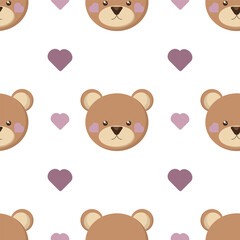 Children vector seamless pattern of teddy bear. Pattern for baby bed linen. Cute seamless pattern.