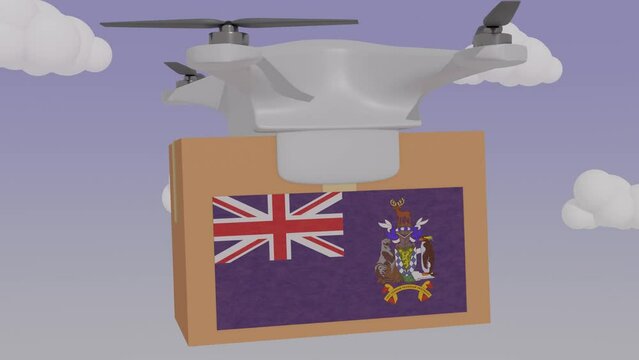 Drone delivering a package with the flag of  - South Georgia and The South Sandwich Islands