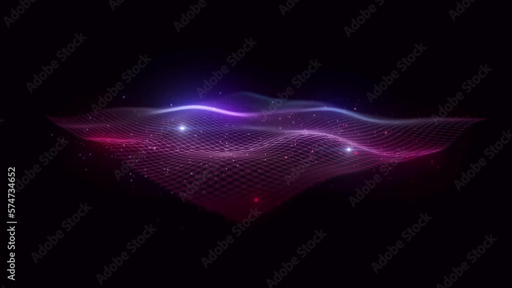 Poster colorful waving mesh fx background loop/ 4k animation of an abstract colorful fractal background wit
