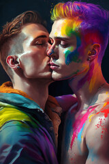 Obraz premium Gay couple in love. AI generativ.
