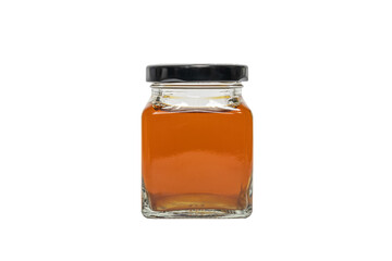 Jars of honey on a white background. (PNG)