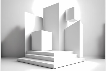 white podium for exhibit. Generative AI