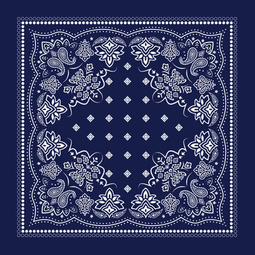 Modern abstract hand drawn cashmere paisley bandana pattern