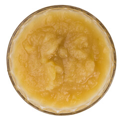 Portion of Applesauce on transparent background (selective focus; close-up shot)