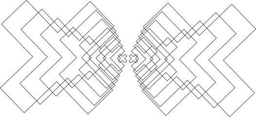 Geometric Fractal Line Cross Shape. Frame