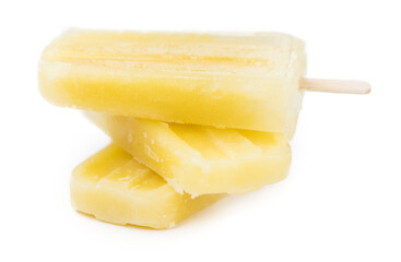 Pineapple Popsicles on transparent background (close-up shot)