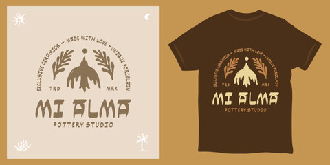 Mi Alma - my soul, flat bird with leaves logo and t shirt design