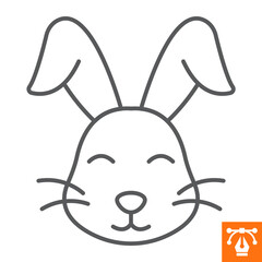 Easter rabbit line icon , outline style icon for web site or mobile app, holiday and easter, cute bunny vector icon, simple vector illustration, vector graphics with editable strokes.
