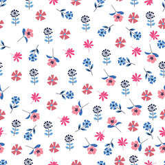 Exquisite floral seamless surface pattern. Aesthetic allover print floral arrangement. Flowery texture of bunch of scandi flowers