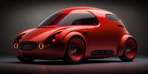 Obraz na płótnie Canvas Retrofuturistic concept car, inspired by Subaru 360, generative AI