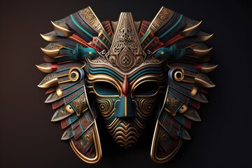 A tribal realistic mask depicting a voodoo magician or shaman. Perfect for spiritual themes Generative AI