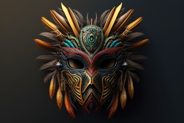 A tribal realistic mask depicting a voodoo magician or shaman. Perfect for spiritual themes Generative AI