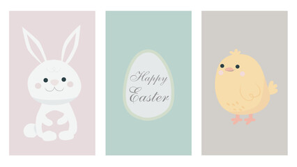 Easter card with bunny and rabbit