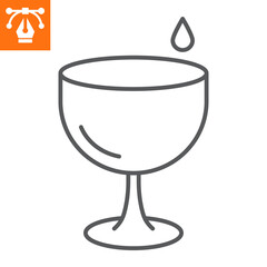 Holy water bowl line icon, outline style icon for web site or mobile app, religion and easter, chalice vector icon, simple vector illustration, vector graphics with editable strokes.