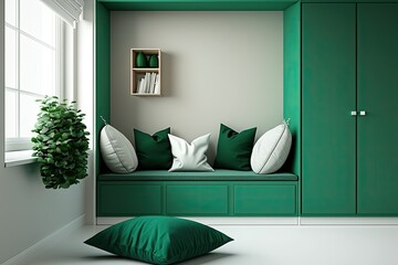 Cushioned green room. Generative AI