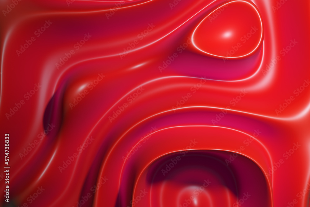 Poster smooth red liquid waves. fluid curve shape. abstract background. 3d rendering
