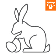 Easter rabbit with eggs line icon, outline style icon for web site or mobile app, holiday and easter, easter bunny vector icon, simple vector illustration, vector graphics with editable strokes.