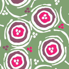 Abstract seamless pattern with circle, dots and spots decorative elements. Hand drawn background in boho style for textile print, fabric design, wallpaper and digital paper, wrapping.